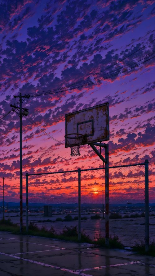Sunset Basketball Court Serenity