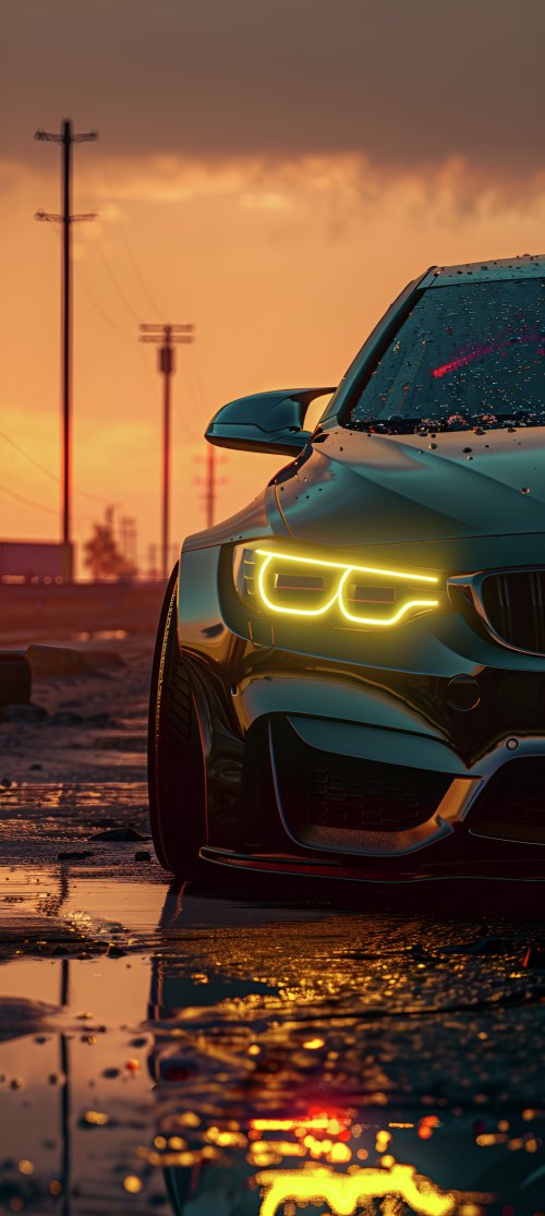 Sunset Car Headlight Reflection - Related 4K Wallpapers wallpaper