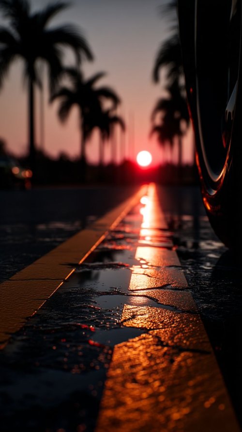 Sunset Road Reflections