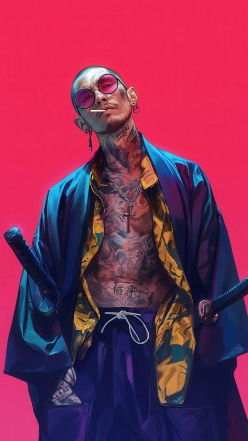 Tattooed Samurai Portrait - Related Dark Wallpapers wallpaper