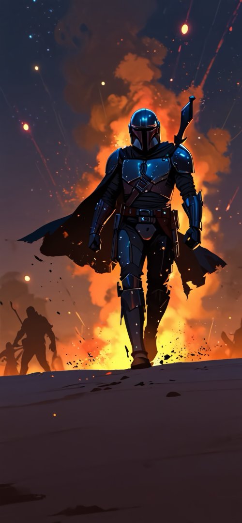 The Mandalorian's Fiery Stroll - Related  wallpaper