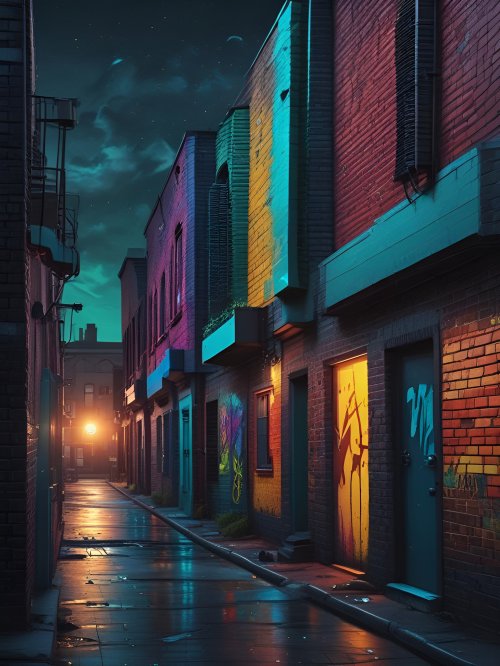 Urban Alleyway Nightscape - Related 4K Wallpapers wallpaper