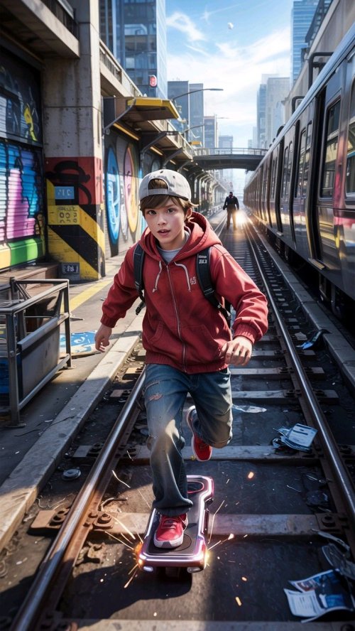 Urban Kid on Hoverboard