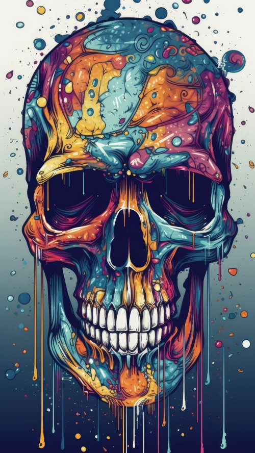 Vibrant Dripping Skull Art - Related Ghetto Wallpapers wallpaper