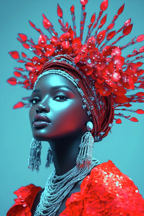Vibrant Red Headdress Portrait