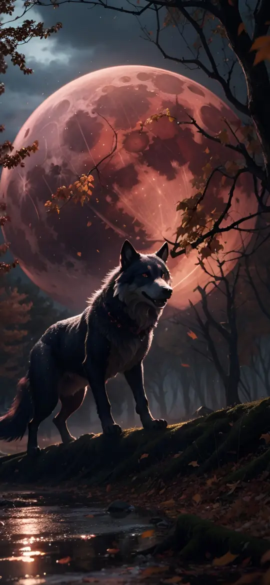 Wolf and Crimson Moon - Related Ghetto Wallpapers wallpaper