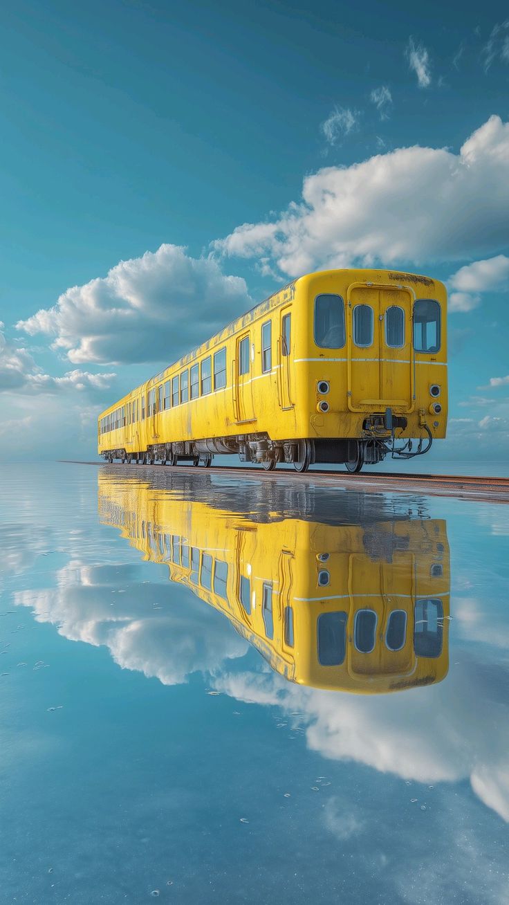 Yellow Train Reflection - train wallpaper for Ghetto Wallpapers