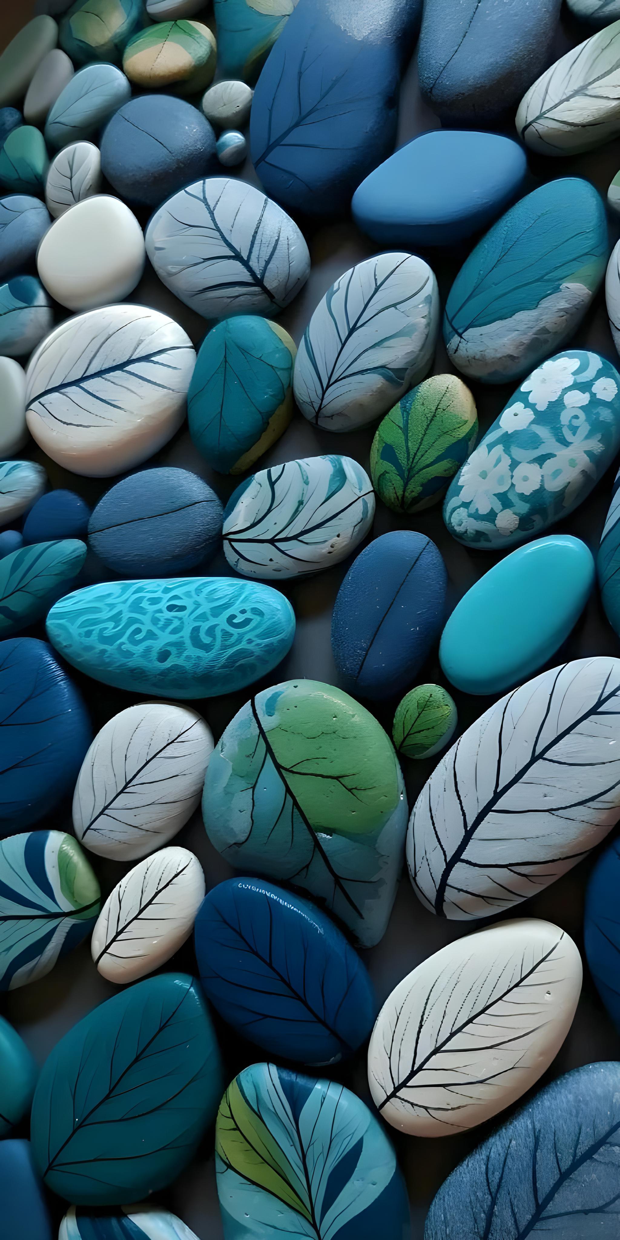 Painted Leaf Pebble Art - art wallpaper for StockWalls
