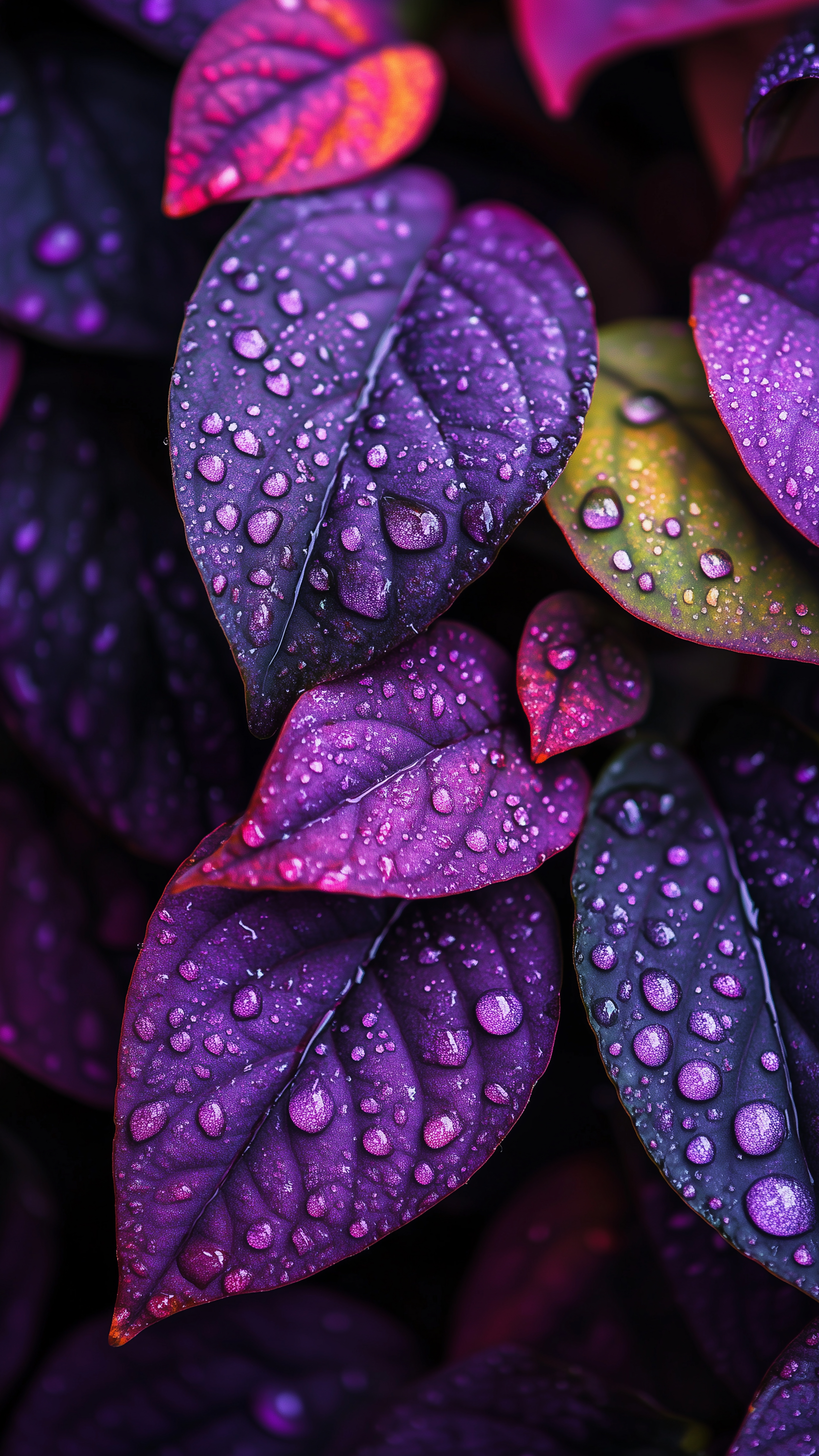 Purple Dewy Leaf Macro - macro wallpaper for StockWalls