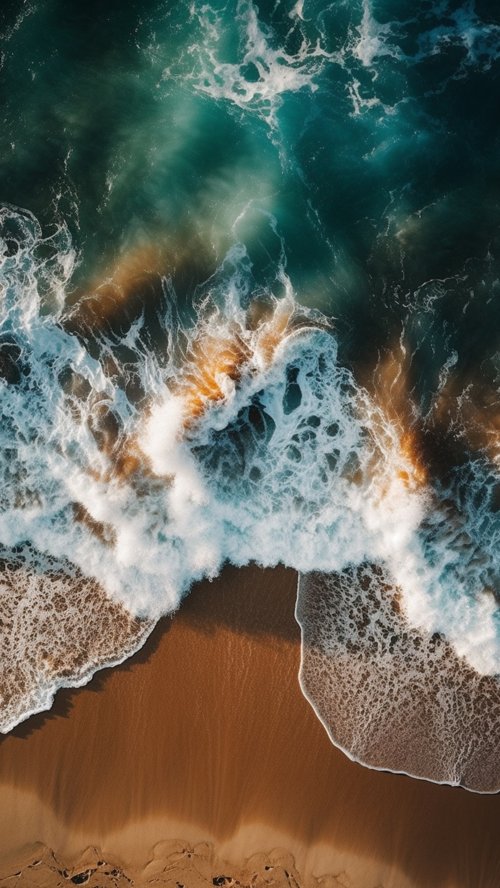Aerial Ocean Wave View - beach Wallpaper