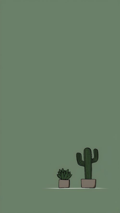 Minimalist Potted Cactus Art - Related Darkify wallpaper