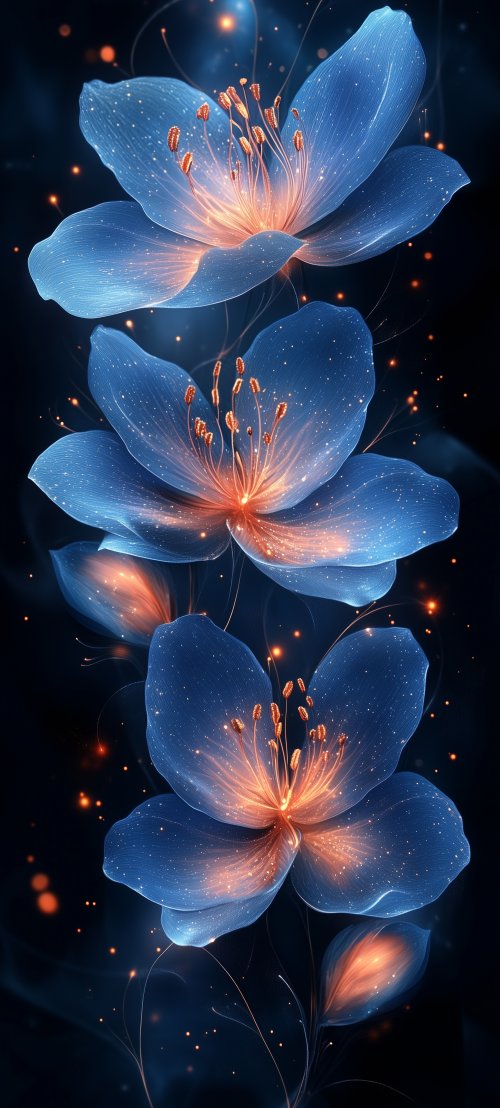 Glowing Blue Floral Art - Related StockWalls wallpaper