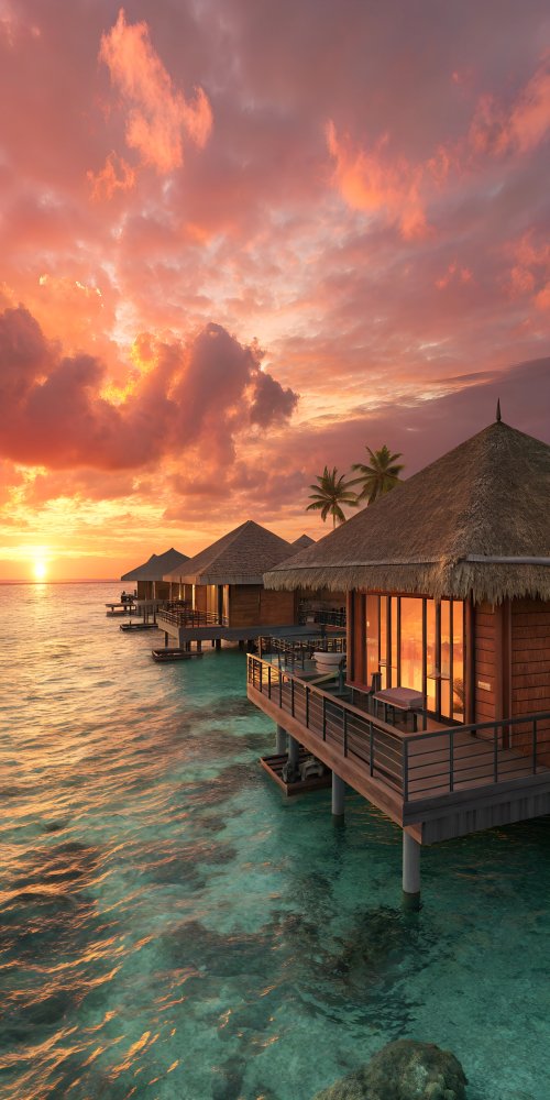 Tropical Overwater Sunset Bungalows - Related Ghetto Wallpapers wallpaper