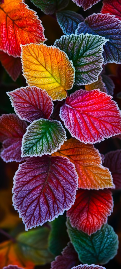 Frosted Colorful Autumn Leaves - Related StockWalls wallpaper