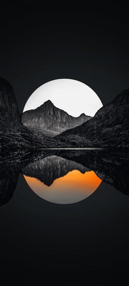Minimalist Mountain Moon Reflection - Related StockWalls wallpaper