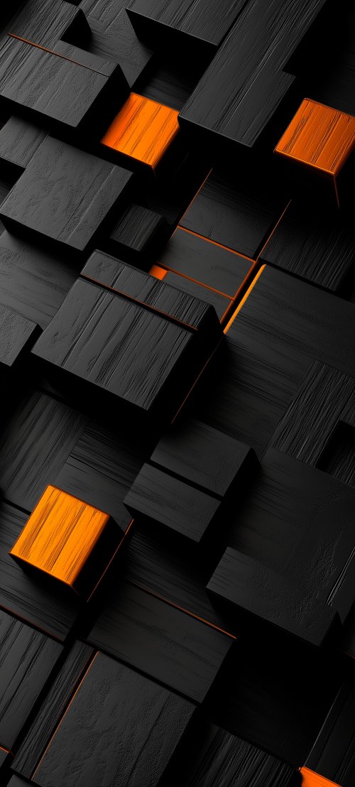 Black and Orange Cubes - abstract Wallpaper