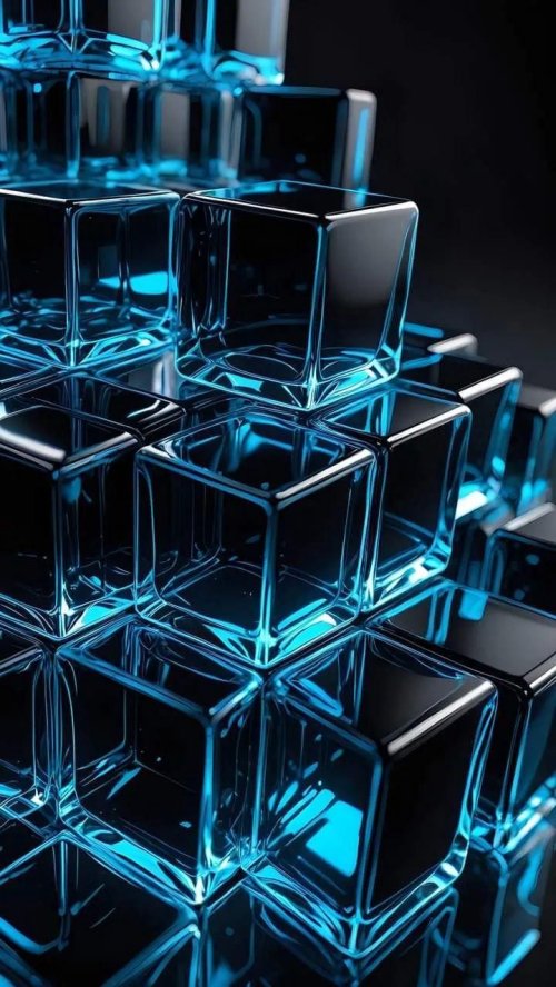 Glowing Blue Glass Cubes - Related Ghetto Wallpapers wallpaper
