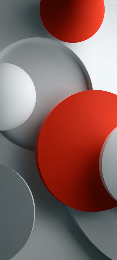 Red and Grey Spheres - minimal Wallpaper