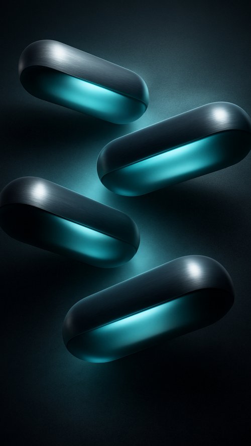 Glowing Metallic Floating Capsules