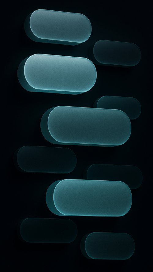 Glowing Teal Floating Capsules