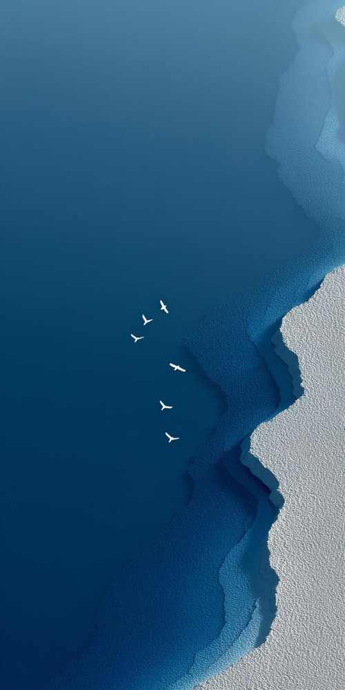 Minimalist Blue Ocean Birds - Related StockWalls wallpaper