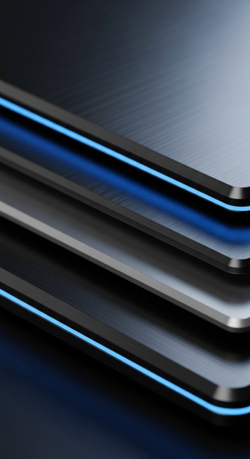 Minimalist Blue Neon Layers - minimal Wallpaper