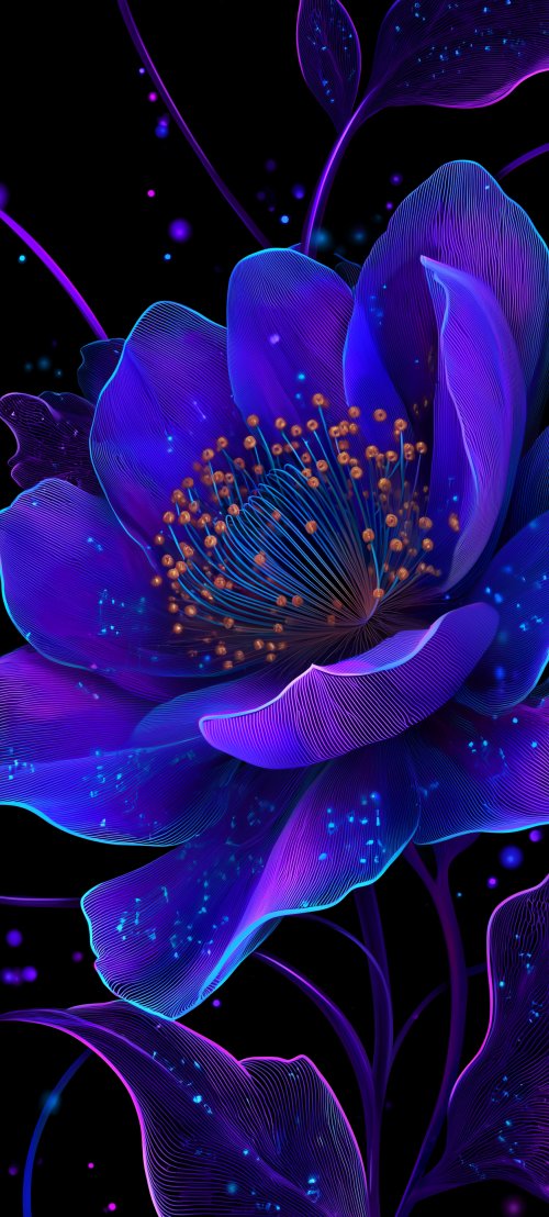 Neon Glowing Floral Art - Related StockWalls wallpaper