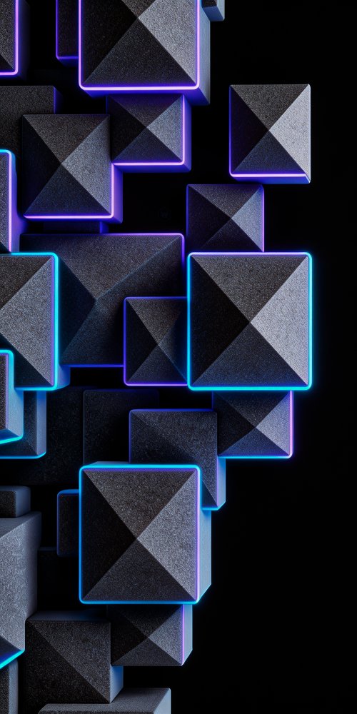 Neon Geometric 3D Cubes - Related Darkify wallpaper