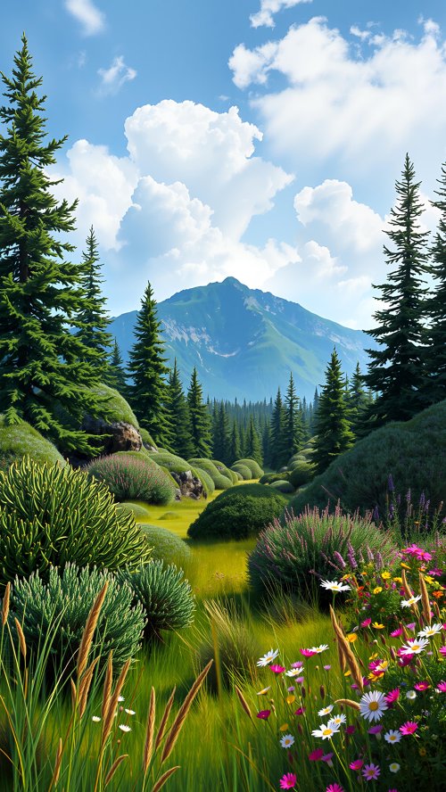 Vibrant Mountain Meadow Landscape - Related Desktop & Laptop wallpaper