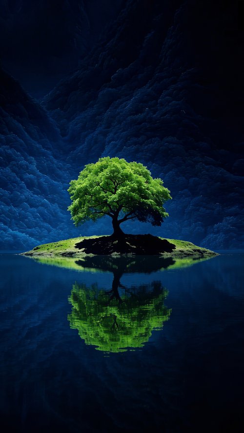 Lonely Tree Island Reflection - Related Ghetto Wallpapers wallpaper