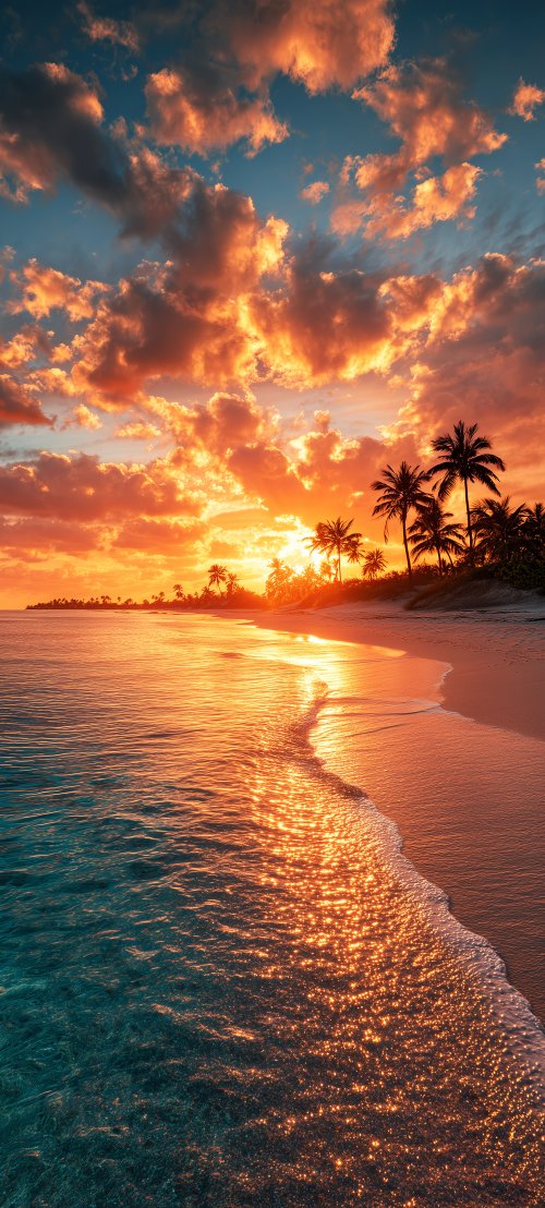 Golden Tropical Beach Sunset - beach Wallpaper