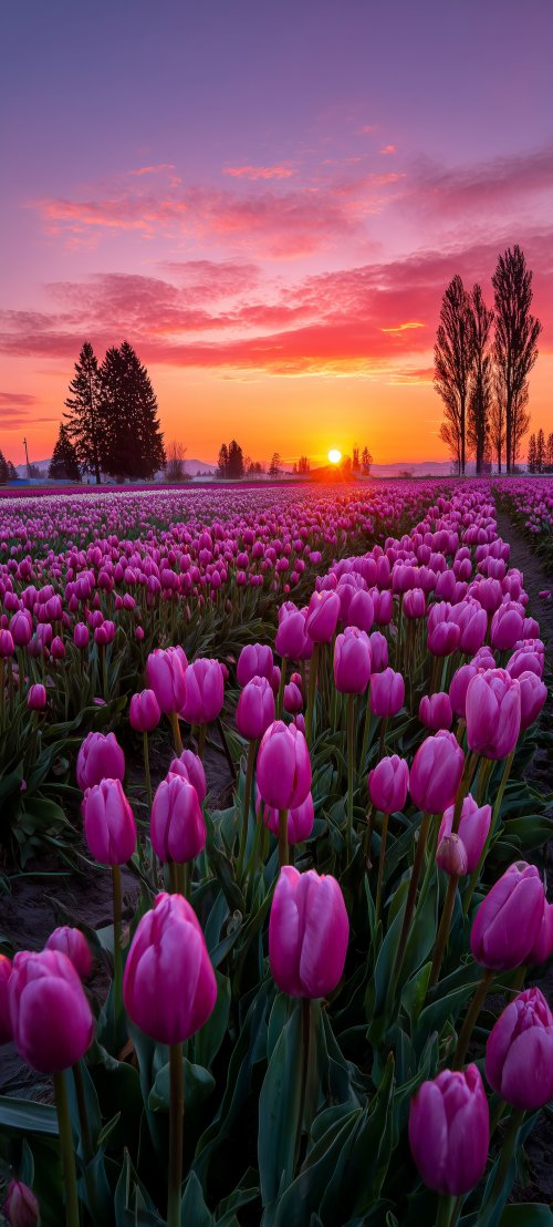 Vibrant Purple Tulip Field