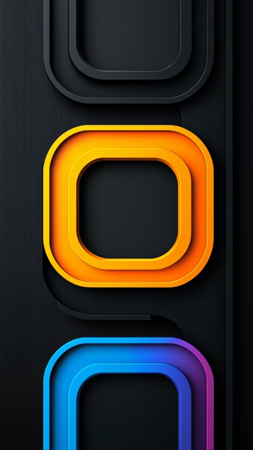 Neon Rounded Square Layers - minimal Wallpaper