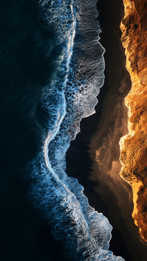 Aerial Black Sand Beach