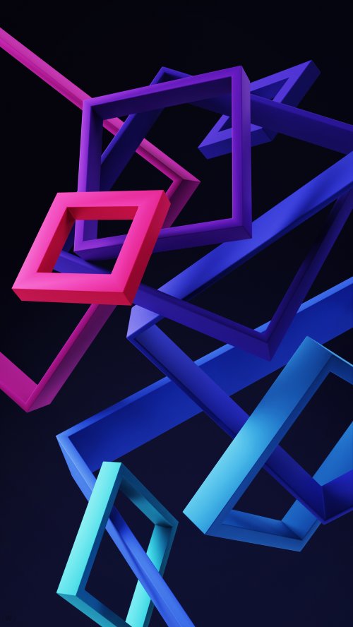 Floating Neon Geometric Frames - Related StockWalls wallpaper