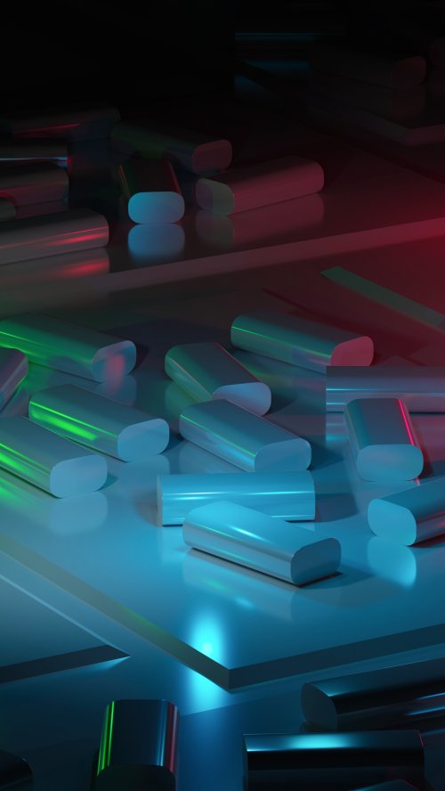 Neon Geometric 3D Shapes