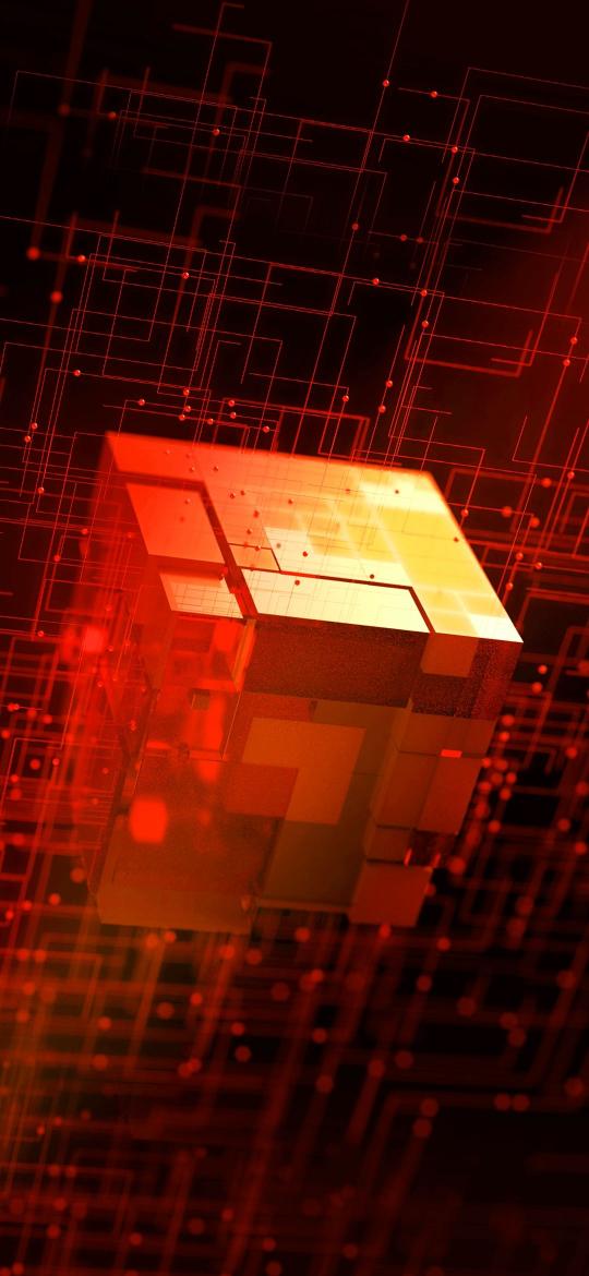 Abstract Red Circuit Cube - Related 4K Wallpapers wallpaper