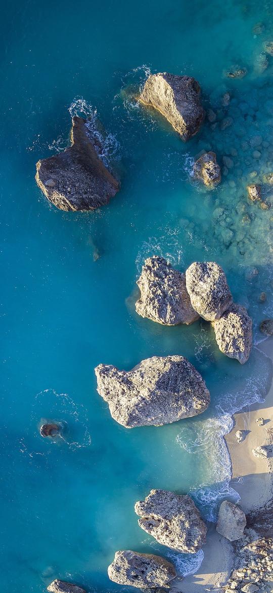 Azure Ocean Rock Formations - Related Dark Wallpapers wallpaper