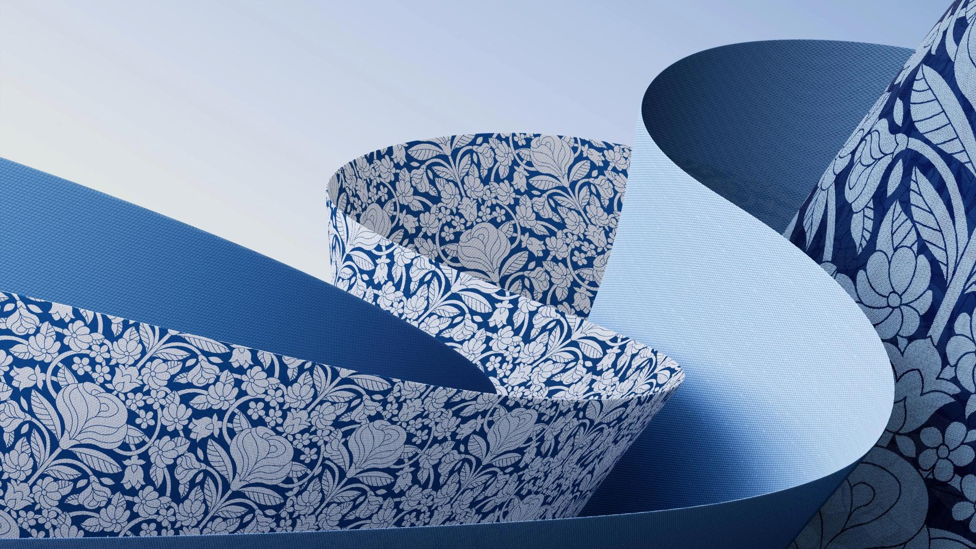 Blue Floral Abstract Forms