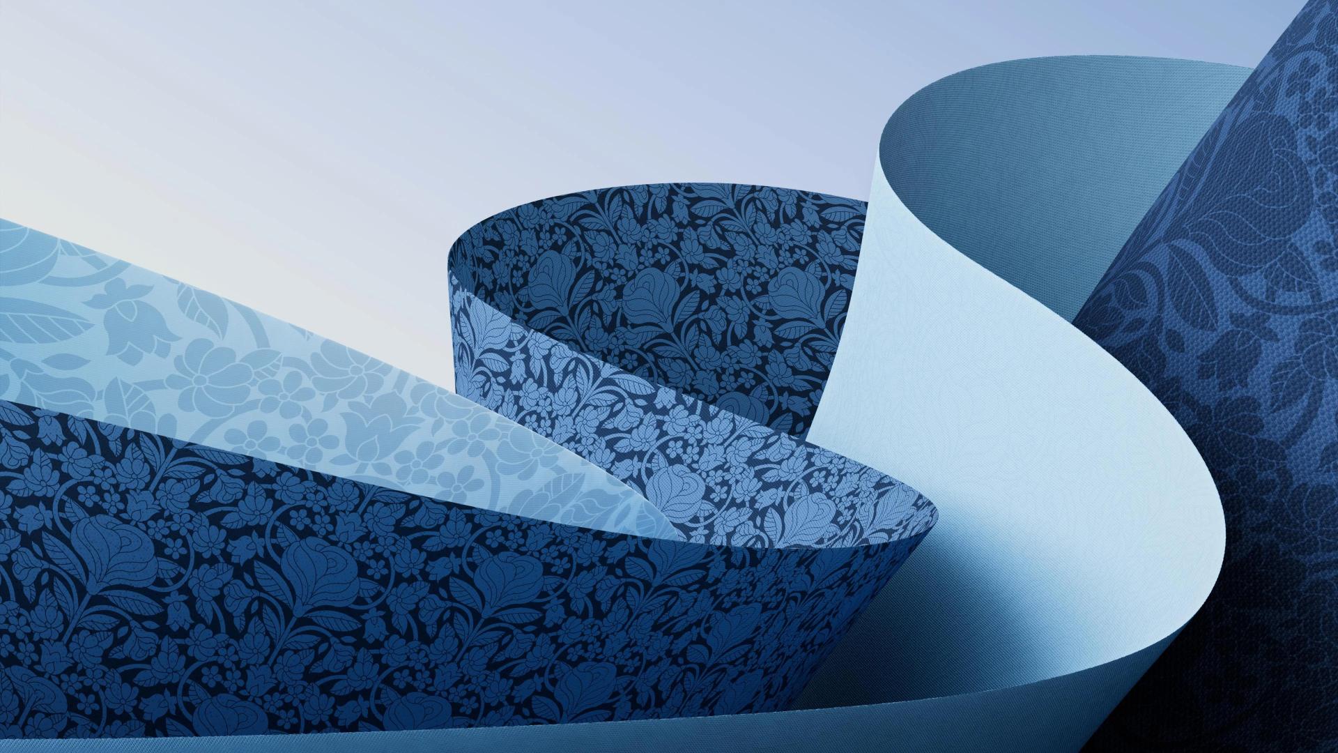 Blue Floral Fabric Waves - Related StockWalls wallpaper