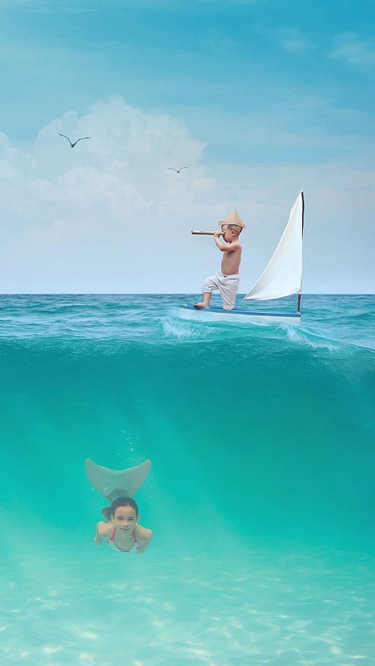 Boy and Mermaid Adventure - Related StockWalls wallpaper