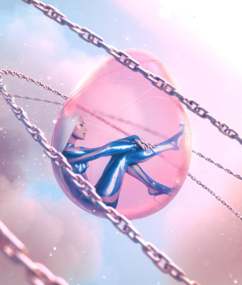 Chained Egg Surreal Portrait