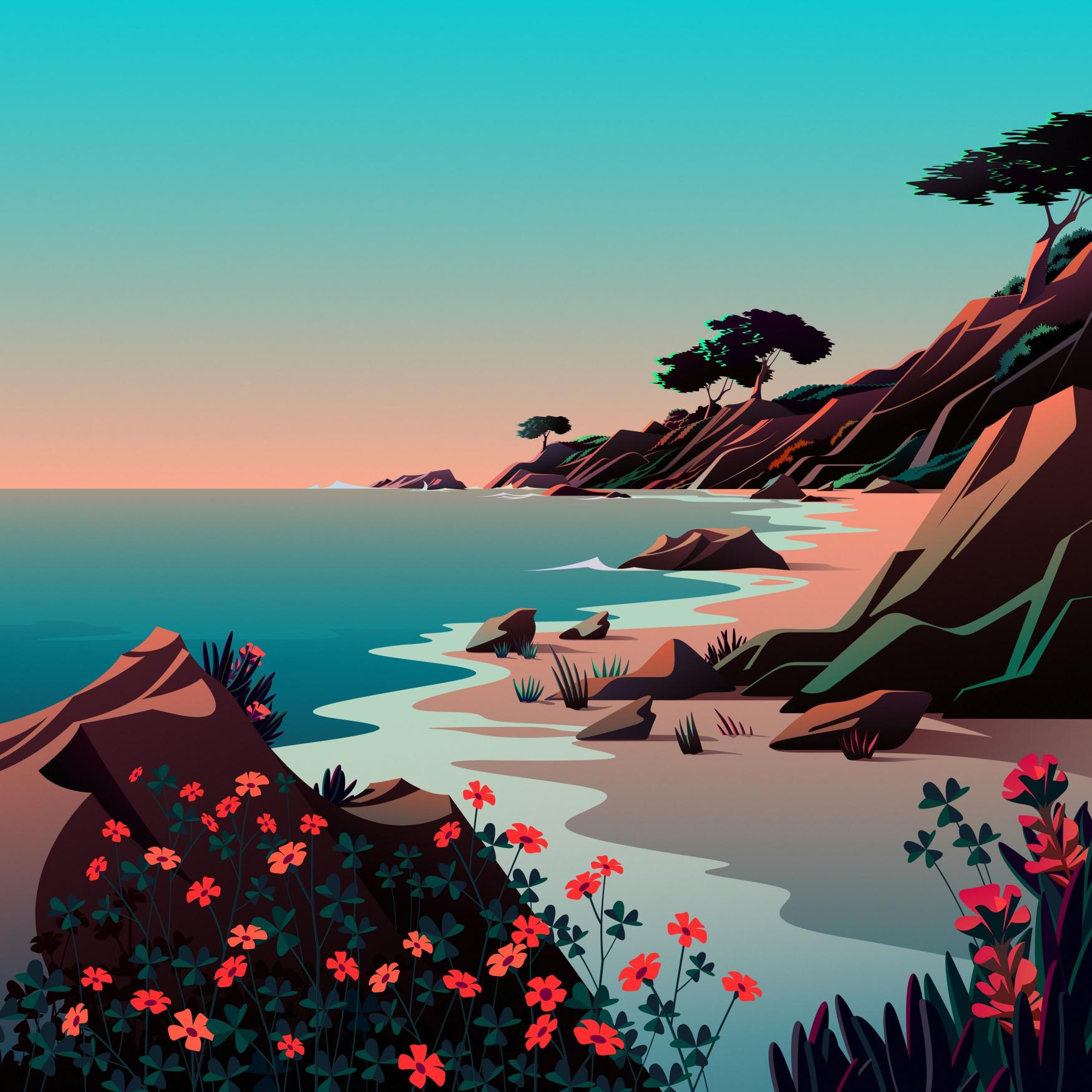 Coastal Serenity Sunset - apple Wallpaper