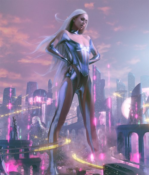 Cyberpunk Goddess in Metropolis