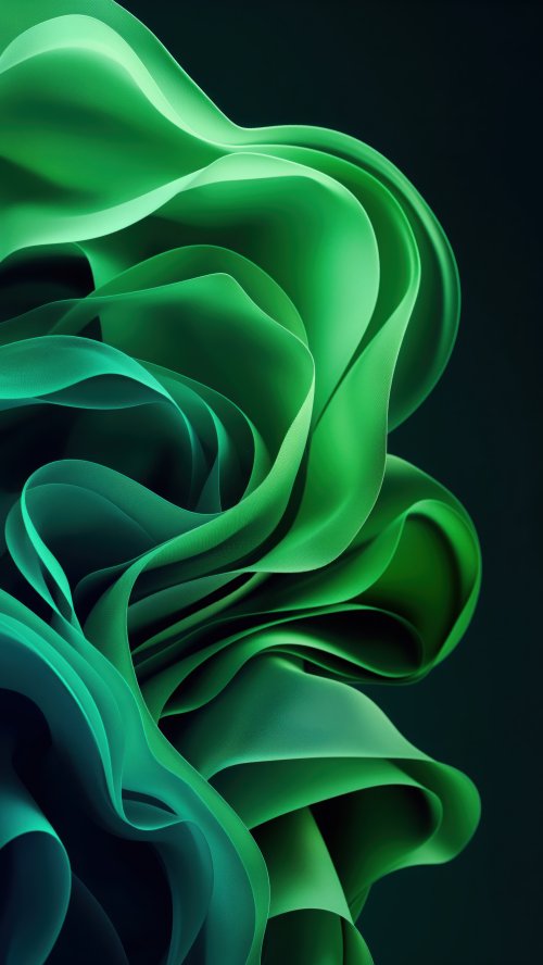 Emerald Flowing Fabric - abstract Wallpaper