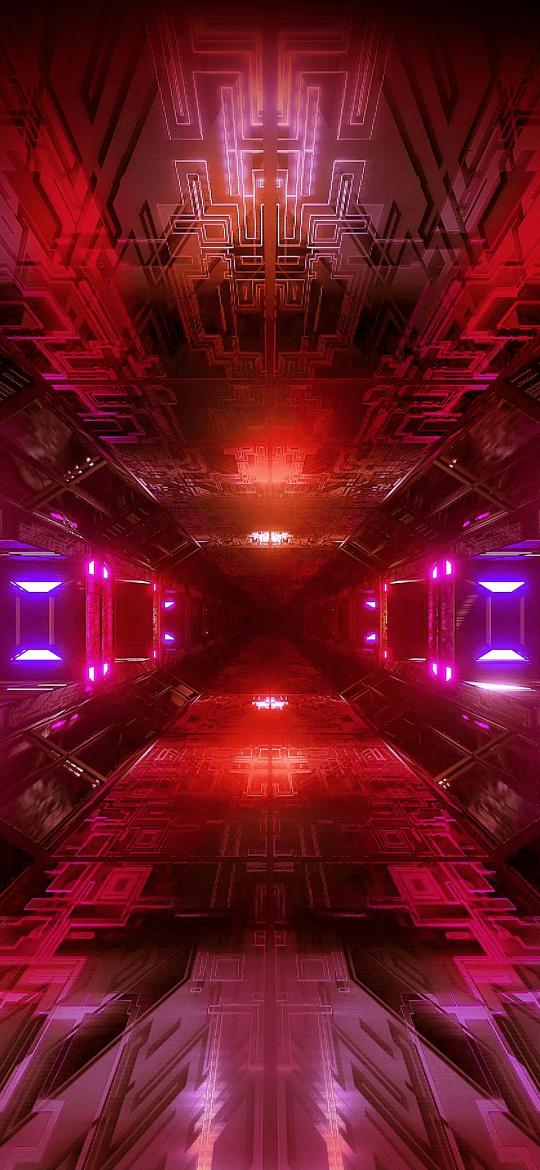 Futuristic Neon Corridor - Related Dark Wallpapers wallpaper