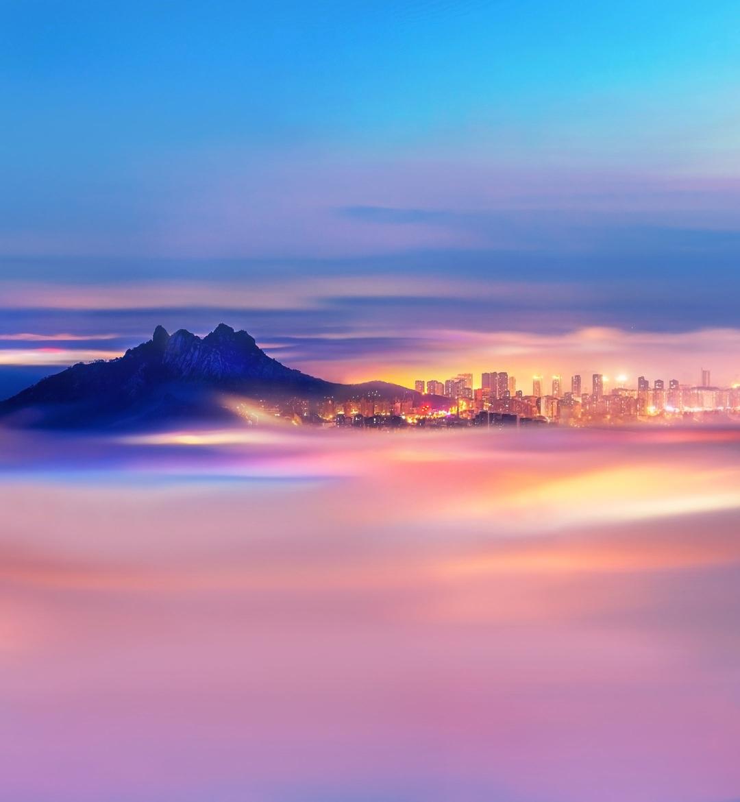 Misty Mountain Cityscape - Related Ghetto Wallpapers wallpaper