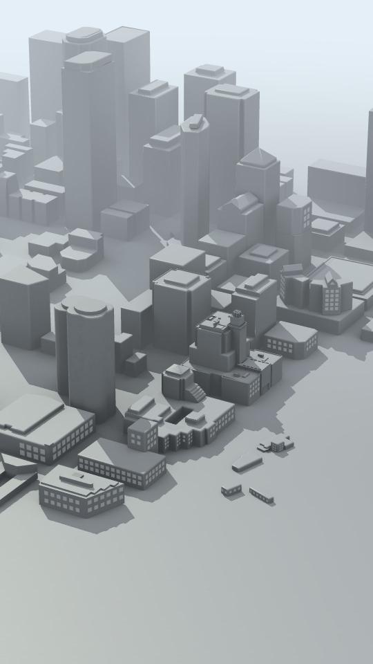 Monochromatic Cityscape Aerial - Android OS Wallpaper