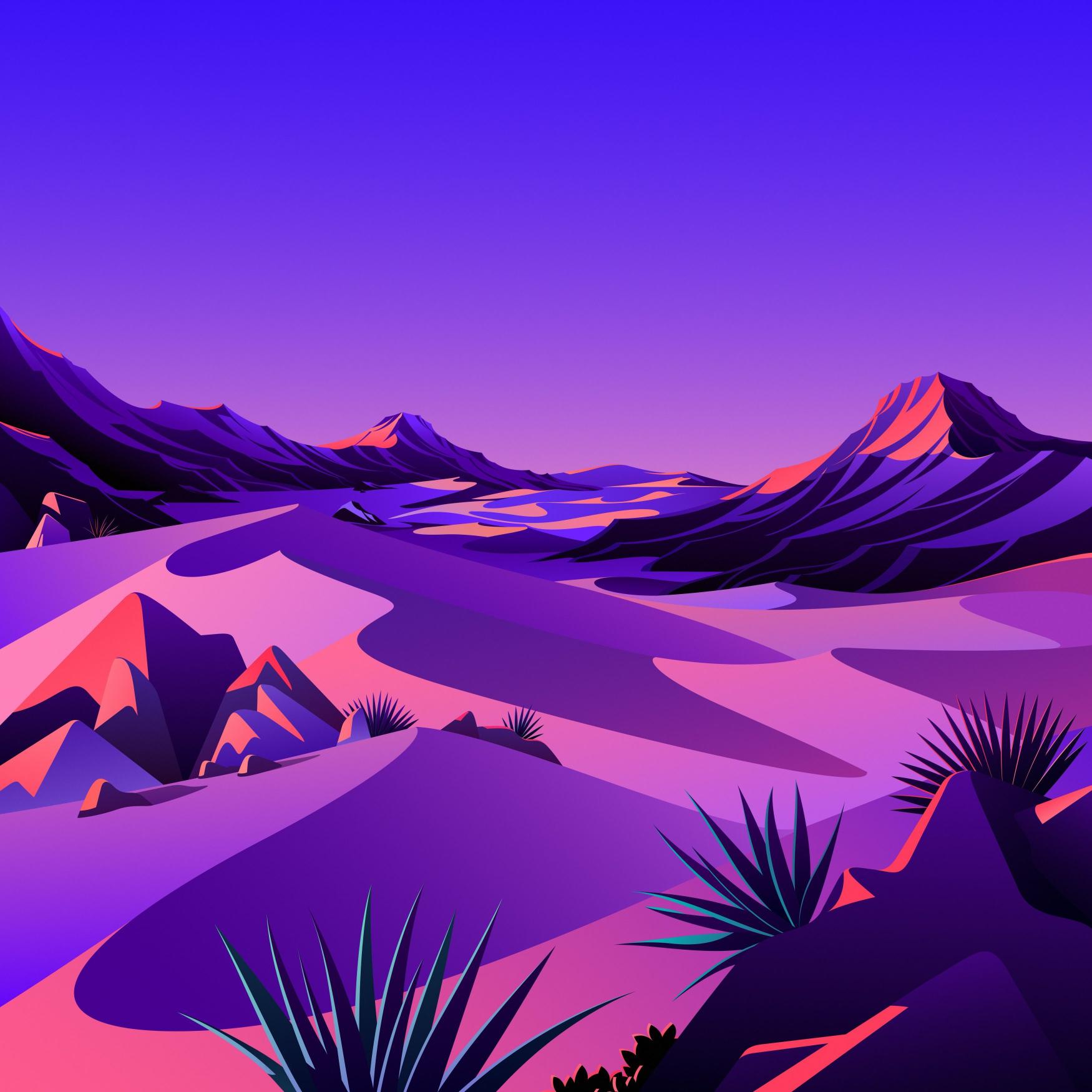 Neon Desert Landscape - apple Wallpaper