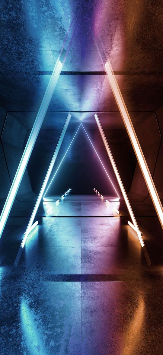 Neon Triangle Tunnel - Related Dark Wallpapers wallpaper